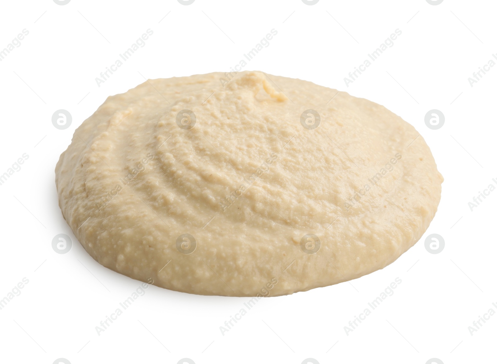 Photo of Sample of delicious hummus isolated on white