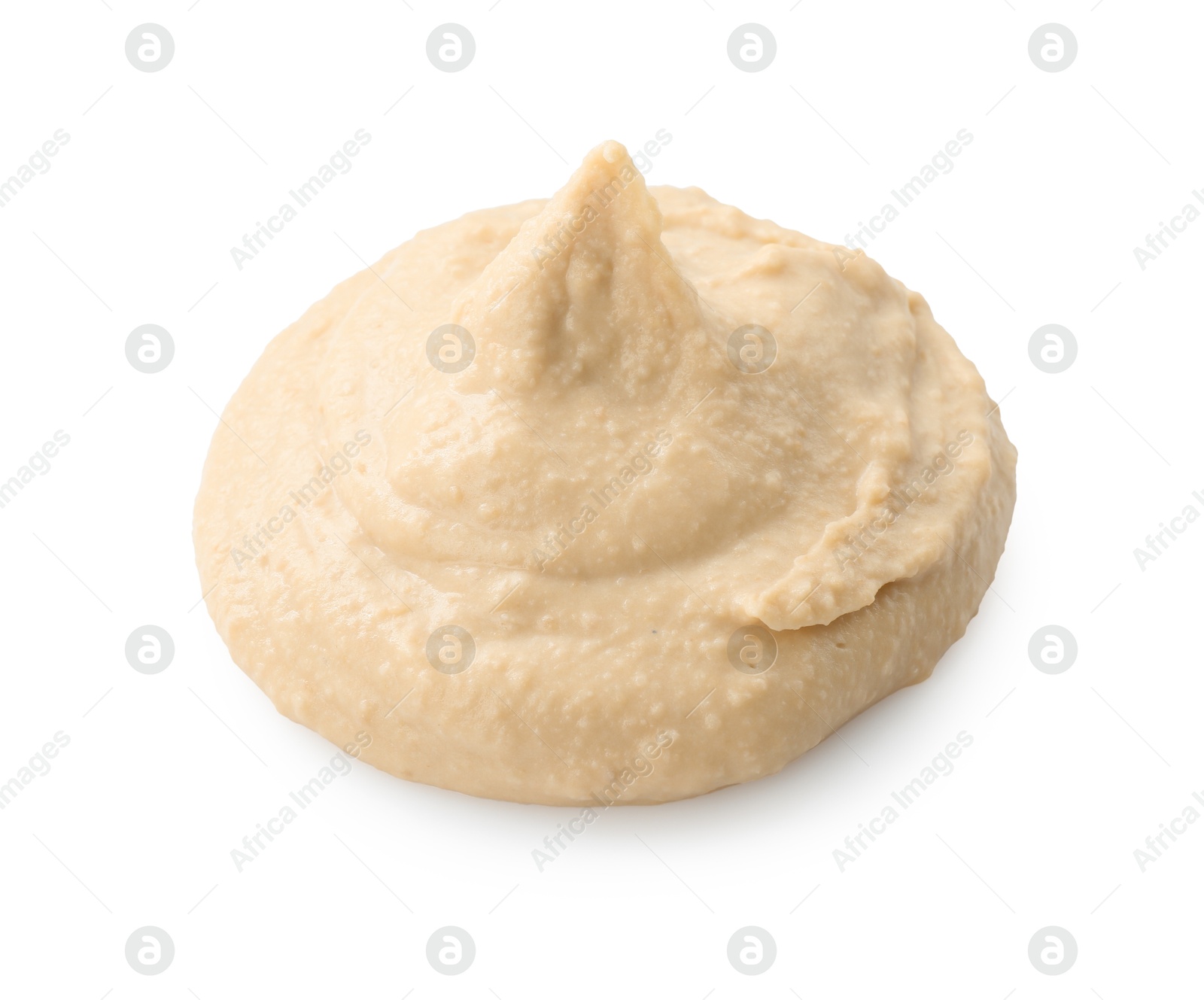 Photo of Sample of delicious hummus isolated on white