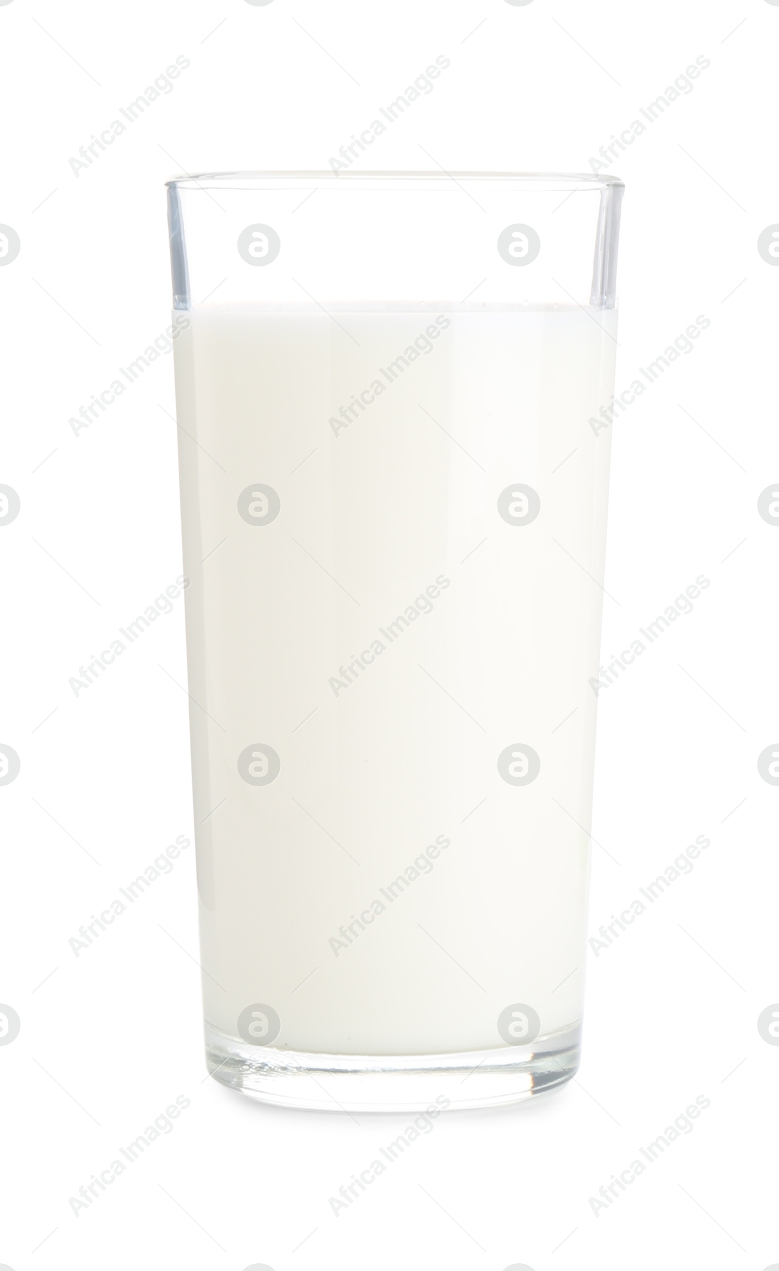 Photo of Delicious protein shake in glass isolated on white