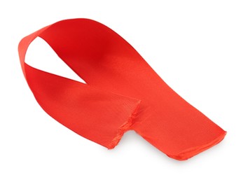 Photo of One beautiful red ribbon isolated on white