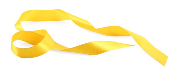 Photo of One beautiful yellow ribbon isolated on white