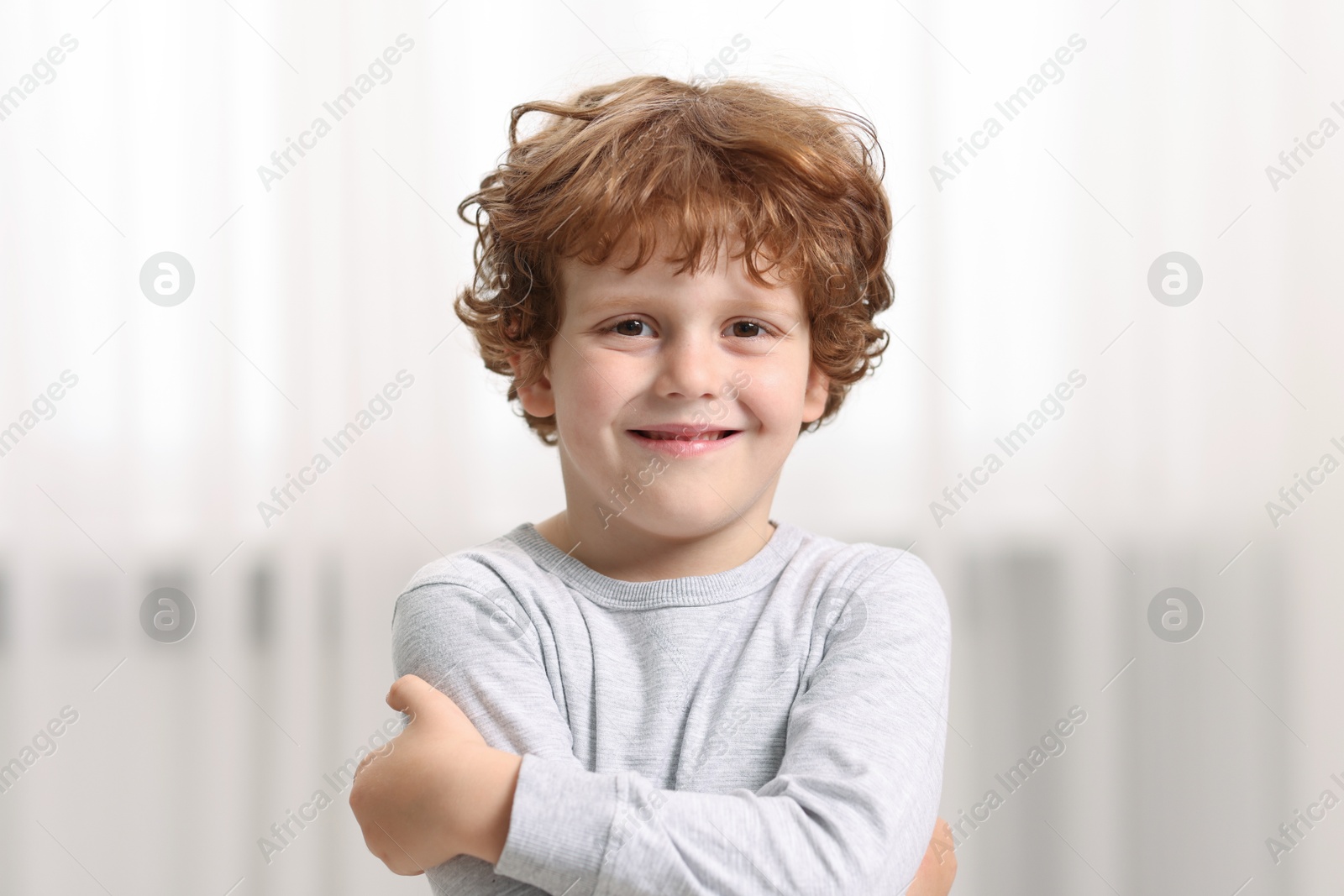 Photo of Portrait of little boy indoors. Cute child