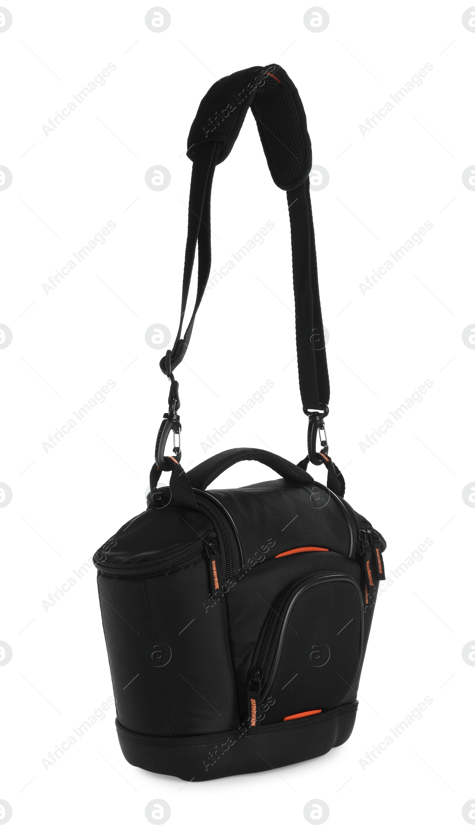 Photo of Bag for camera isolated on white. Professional accessory