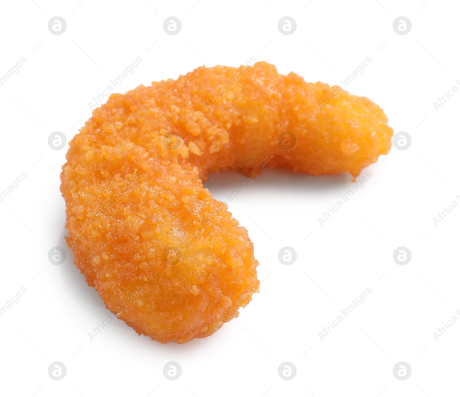 Photo of One tasty fried shrimp isolated on white