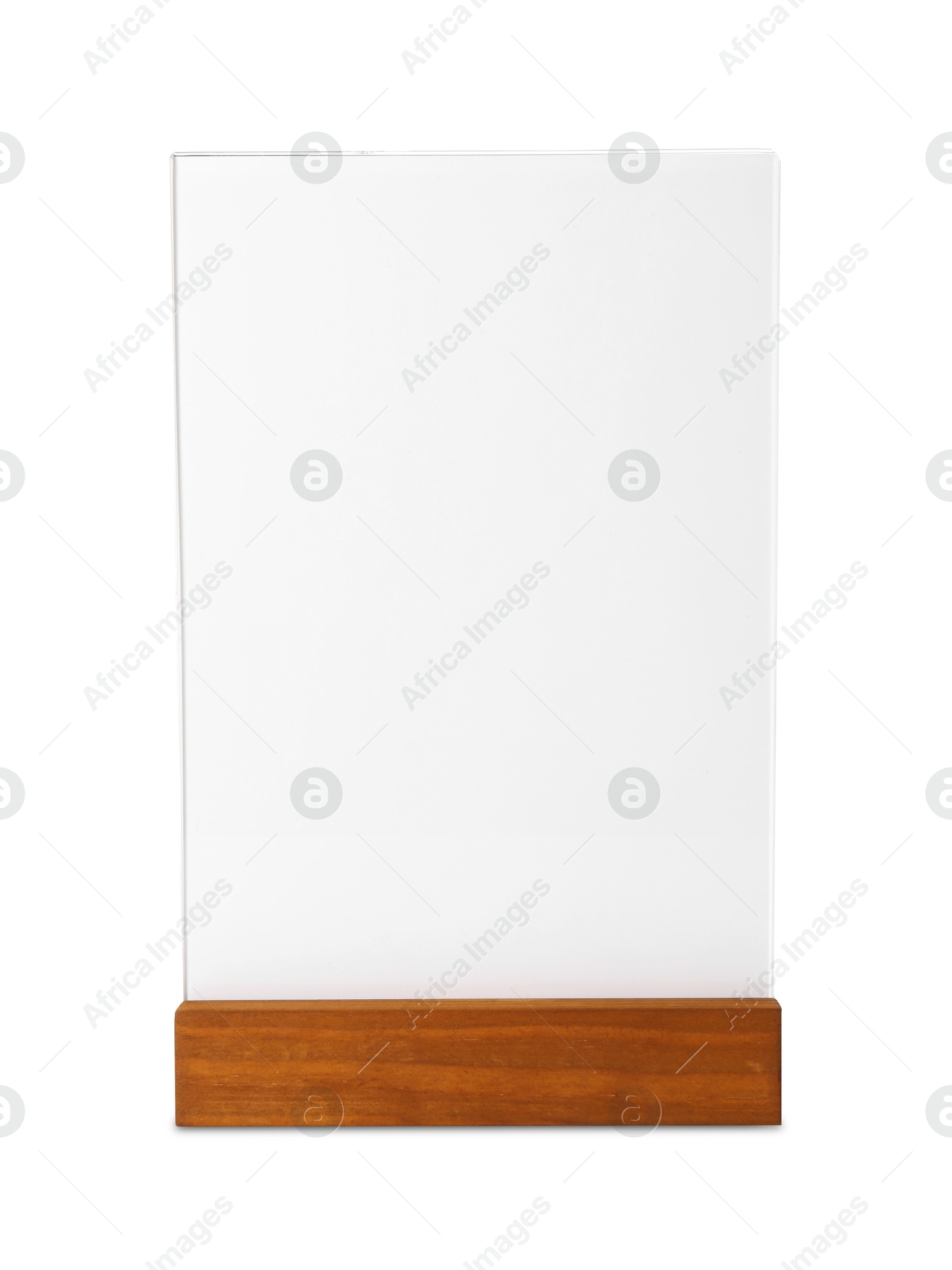 Photo of Menu holder isolated on white. Mockup for design