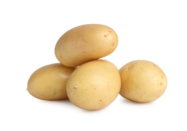 Photo of Whole fresh raw potatoes isolated on white