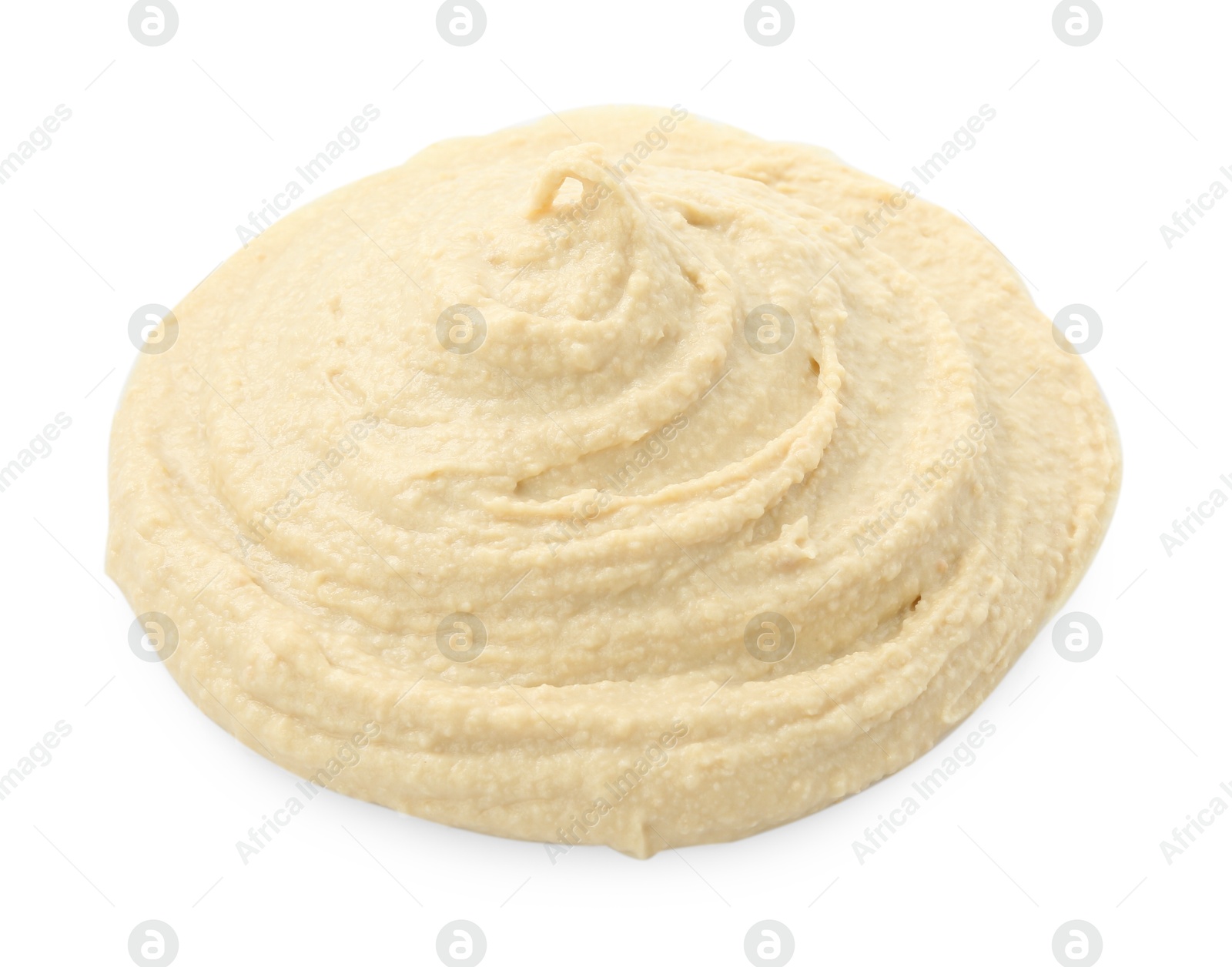 Photo of Sample of delicious hummus isolated on white