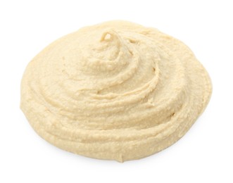 Photo of Sample of delicious hummus isolated on white