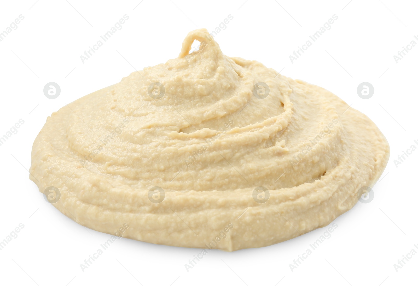 Photo of Sample of delicious hummus isolated on white