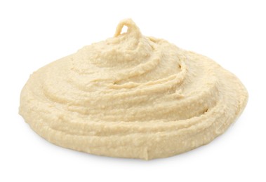 Photo of Sample of delicious hummus isolated on white