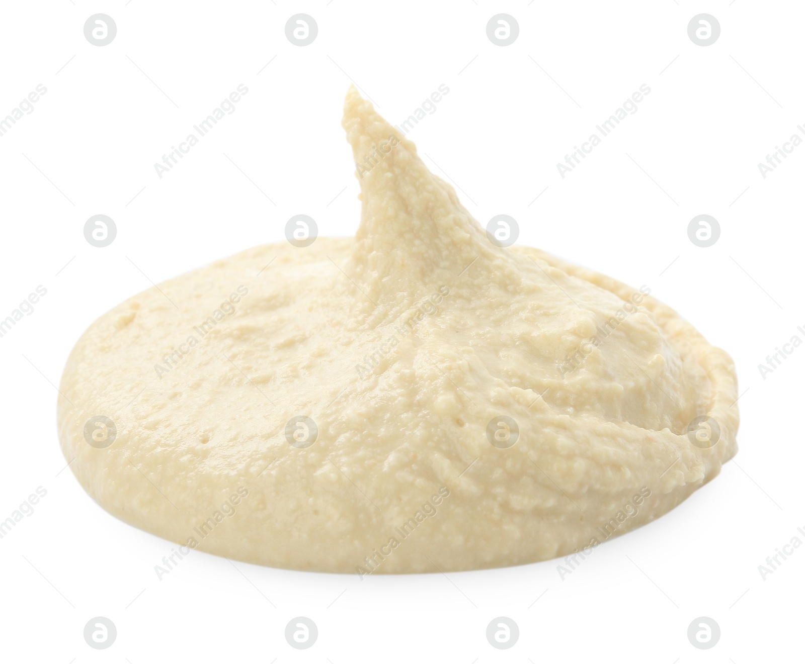 Photo of Sample of delicious hummus isolated on white