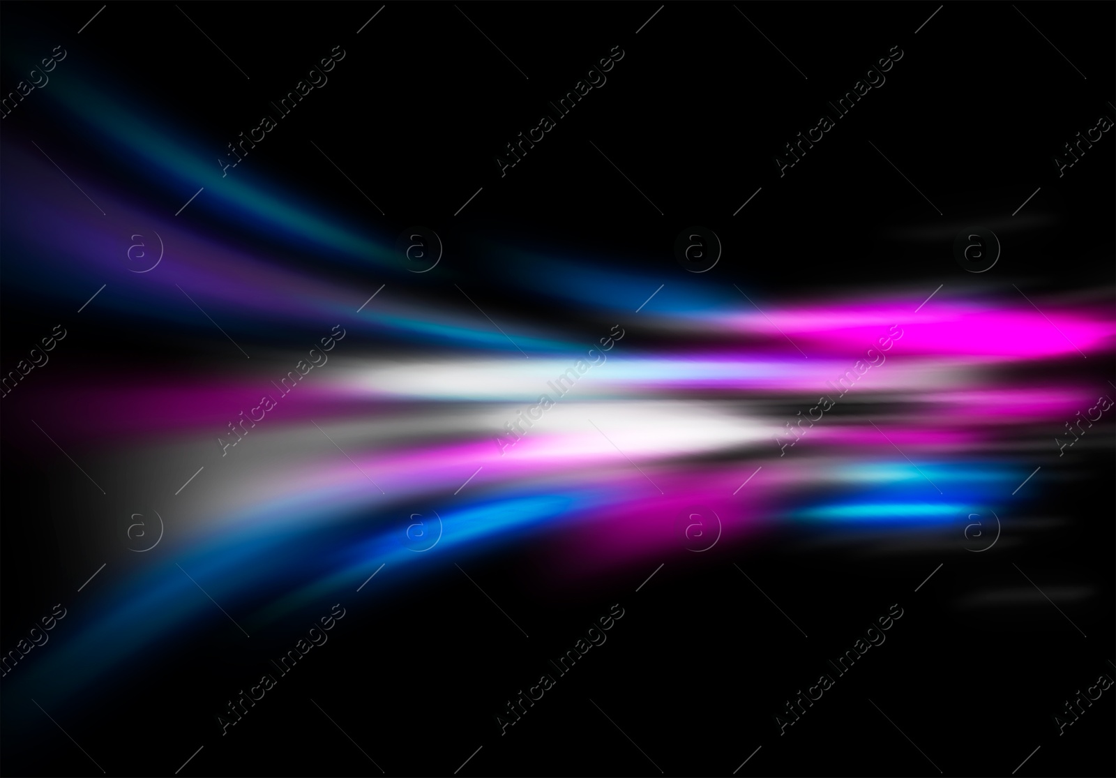 Image of Colorful speed light trails on black background, motion blur effect