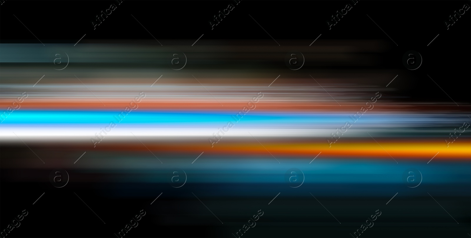 Image of Colorful speed light trails on black background, motion blur effect. Banner design