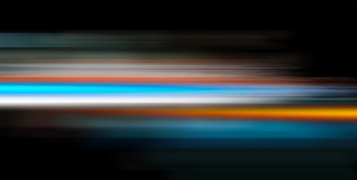 Image of Colorful speed light trails on black background, motion blur effect. Banner design