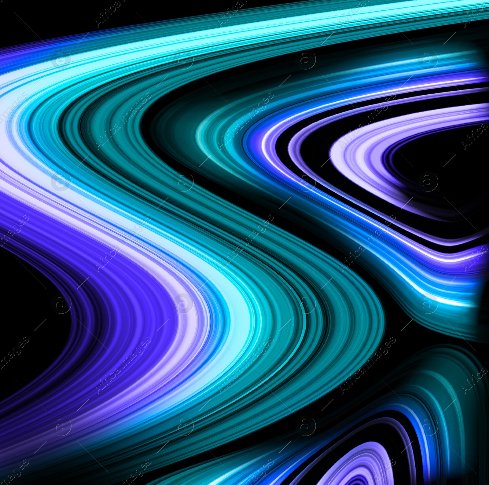 Image of Abstract bright light lines on black background