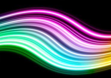 Image of Colorful speed light trails on black background, motion blur effect