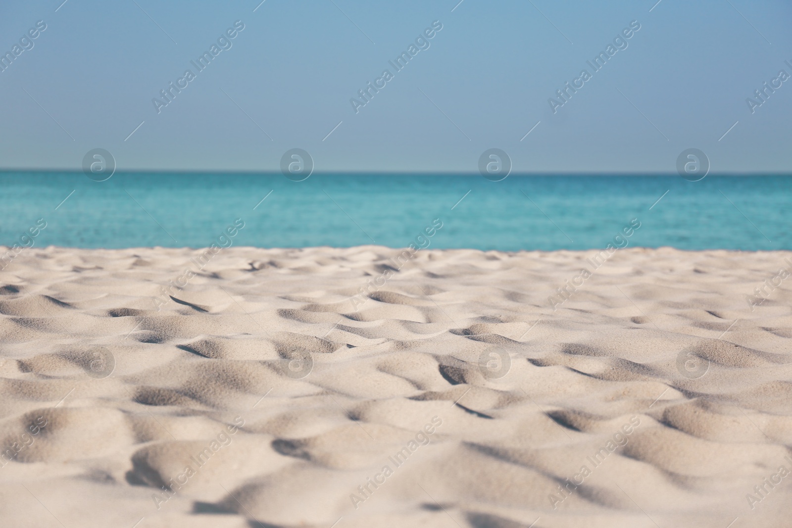 Photo of Beautiful sandy beach and sea on sunny day. Summer vacation