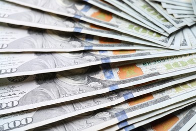 Photo of Dollar banknotes as background. Money and finance