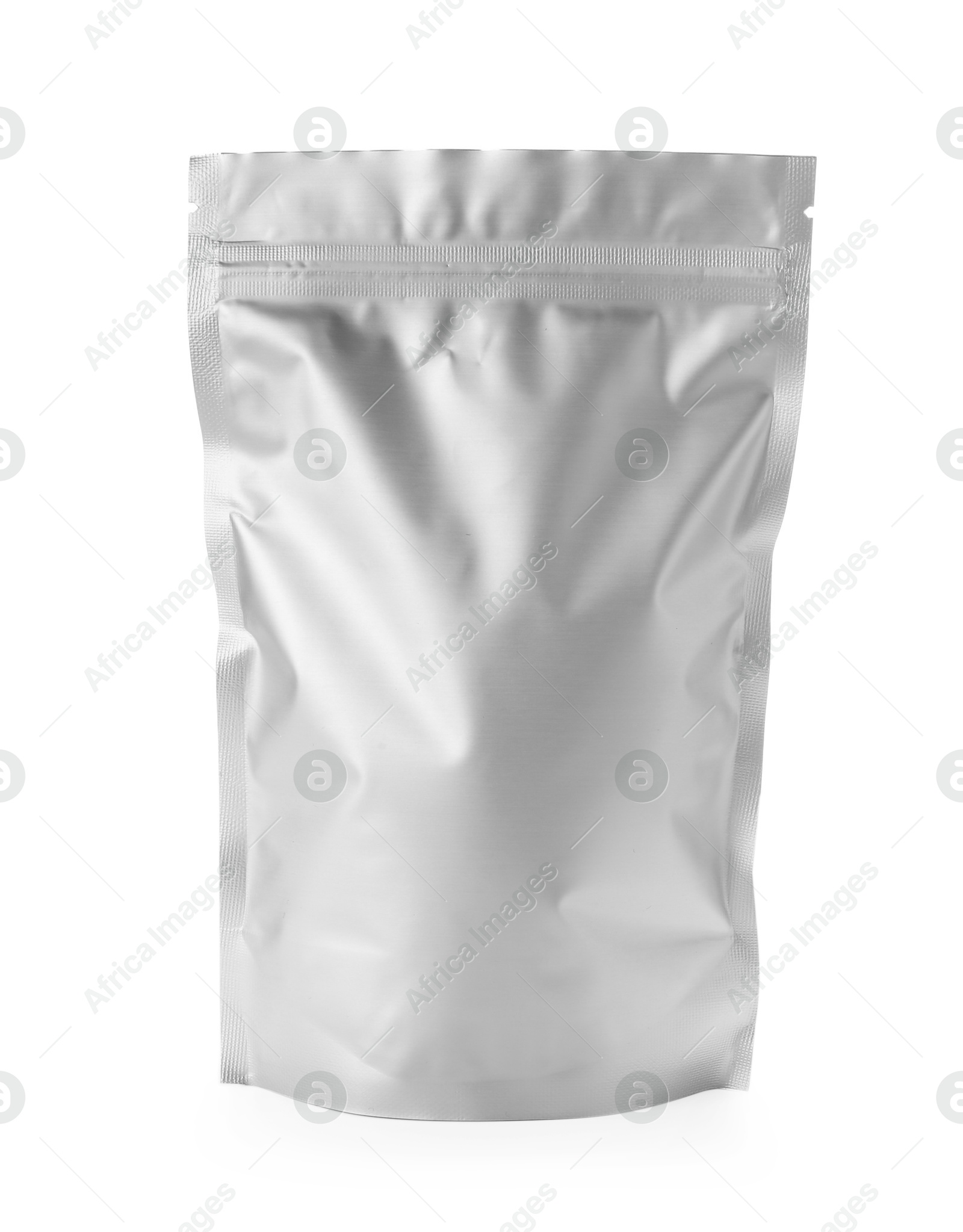 Photo of One resealable foil package isolated on white