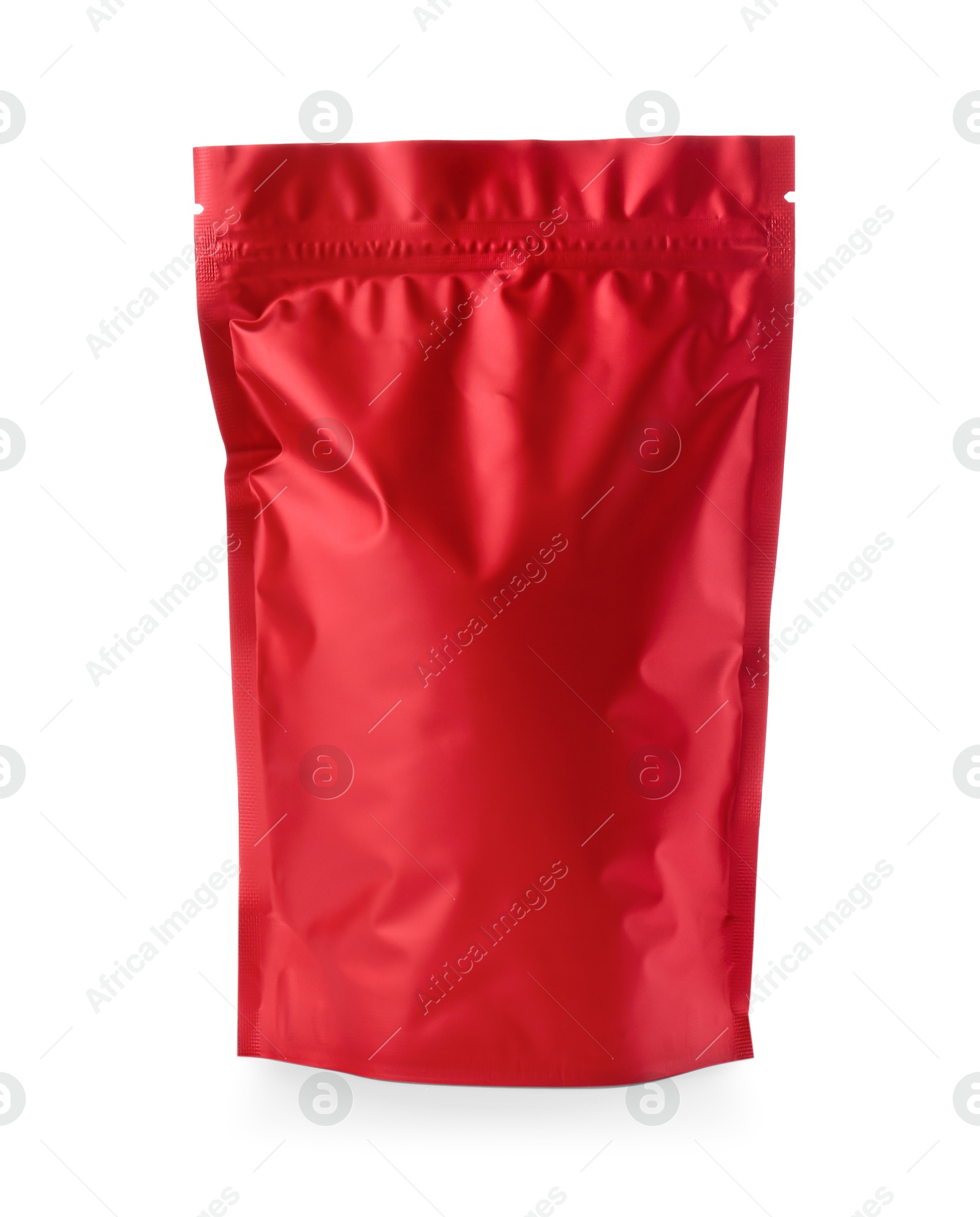 Photo of Red resealable foil package isolated on white