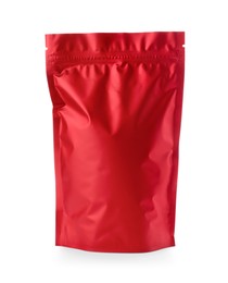 Photo of Red resealable foil package isolated on white