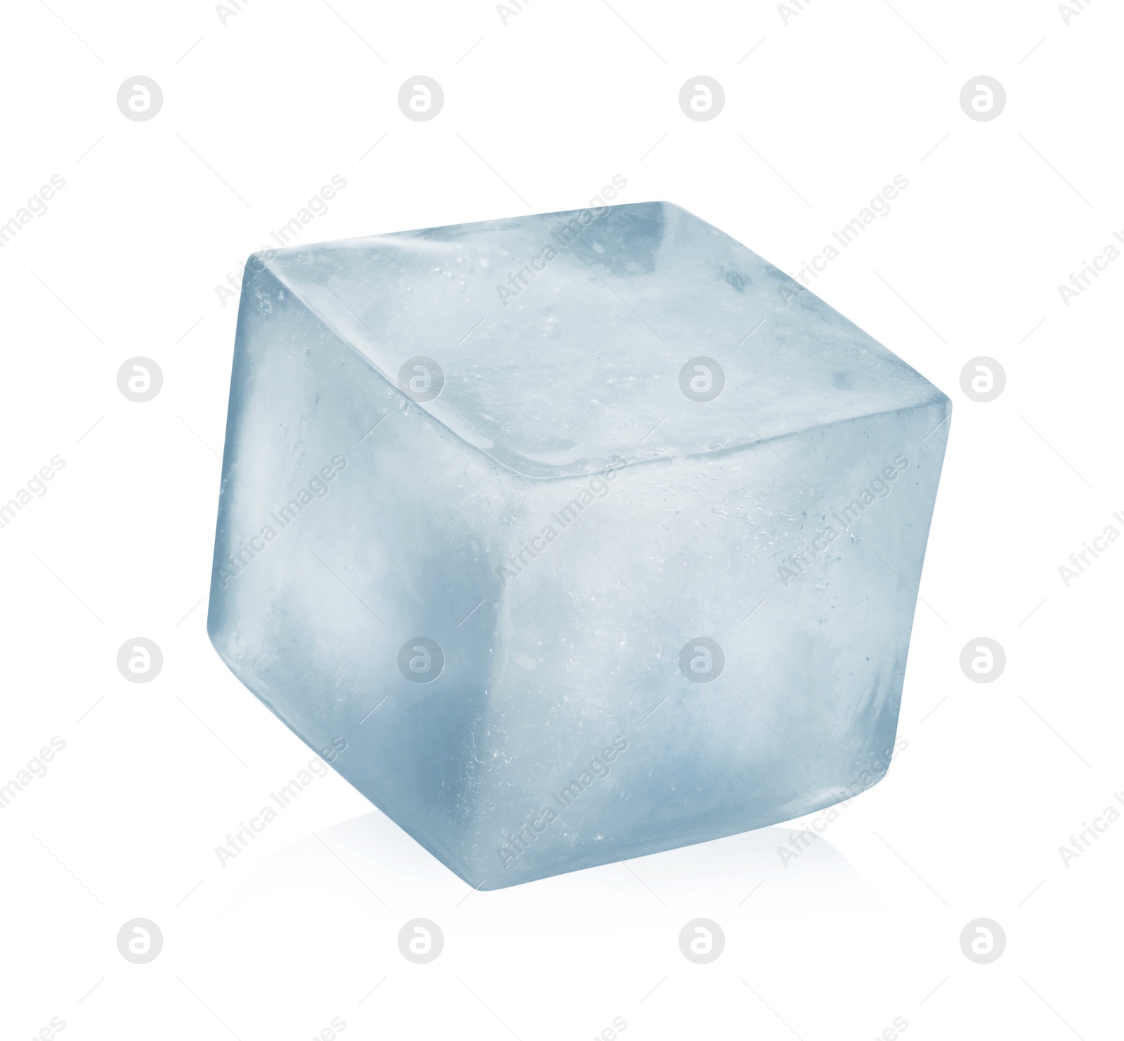 Photo of One crystal clear ice cube isolated on white