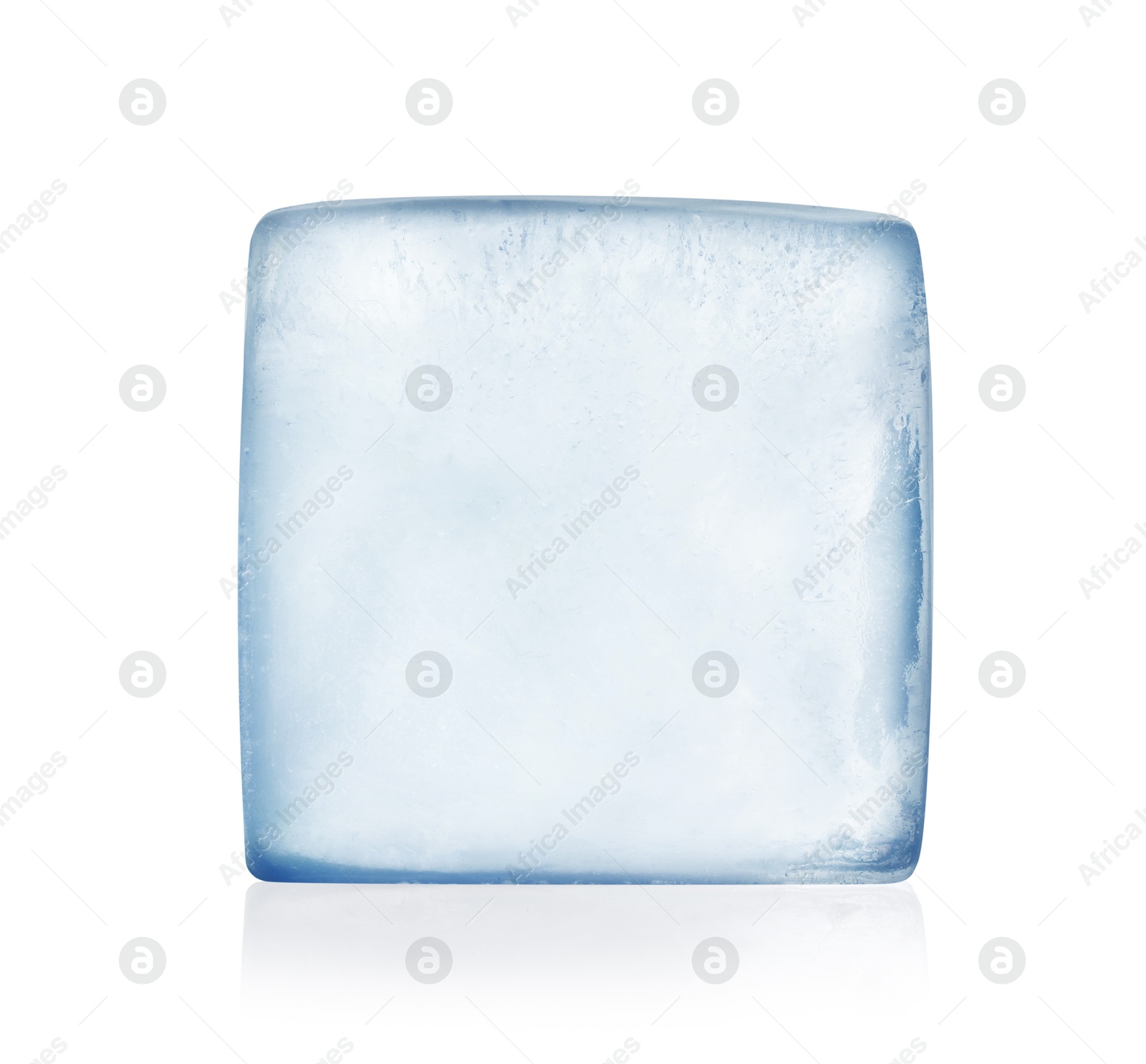 Photo of One crystal clear ice cube isolated on white