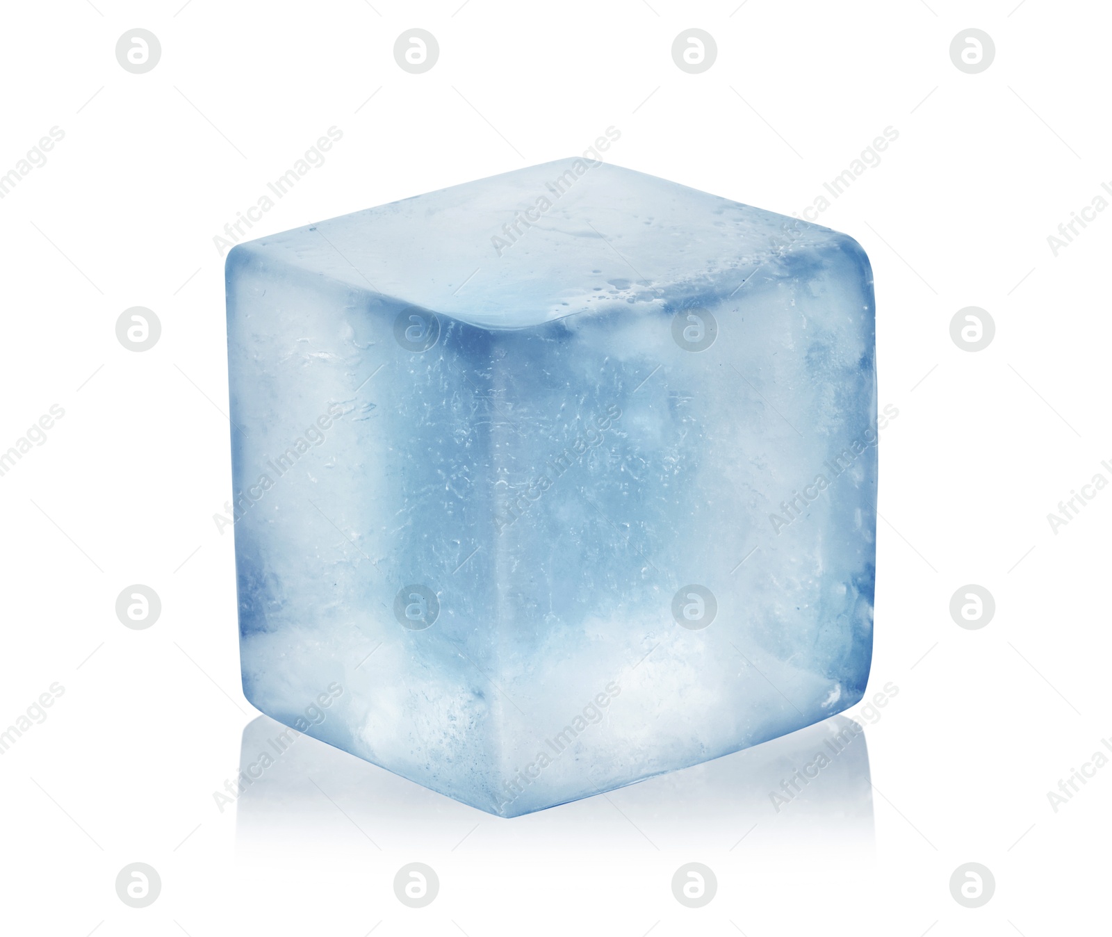 Photo of One crystal clear ice cube isolated on white