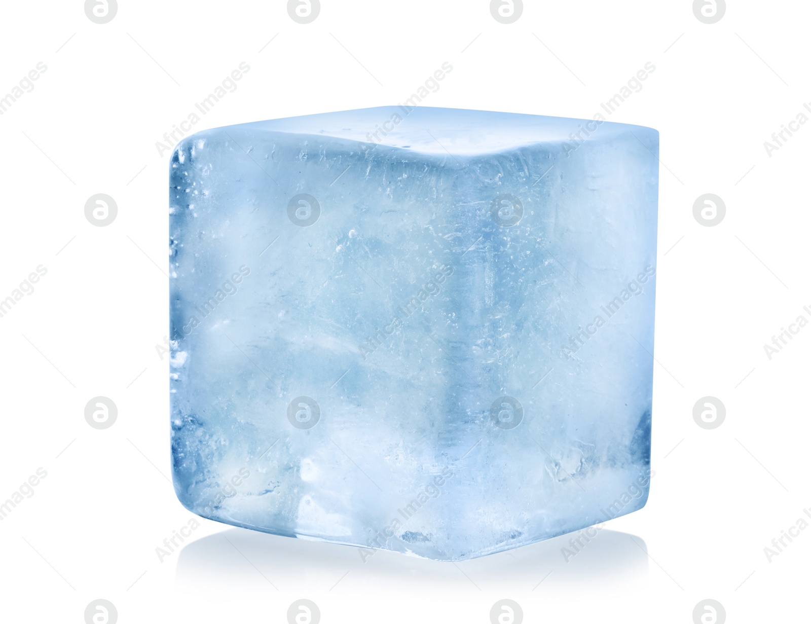 Photo of One crystal clear ice cube isolated on white