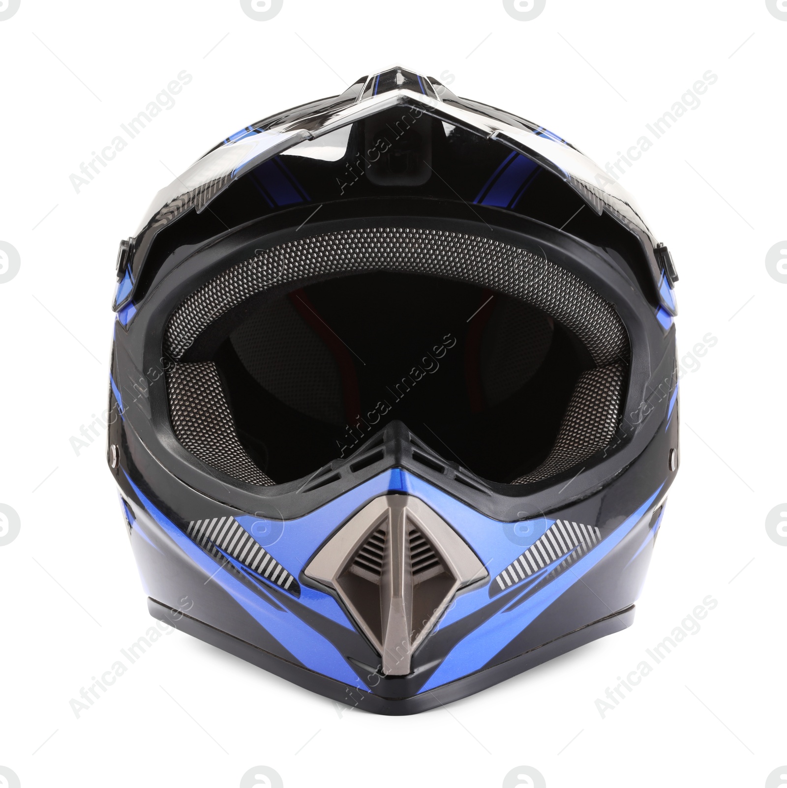 Photo of Modern motorcycle helmet with visor isolated on white