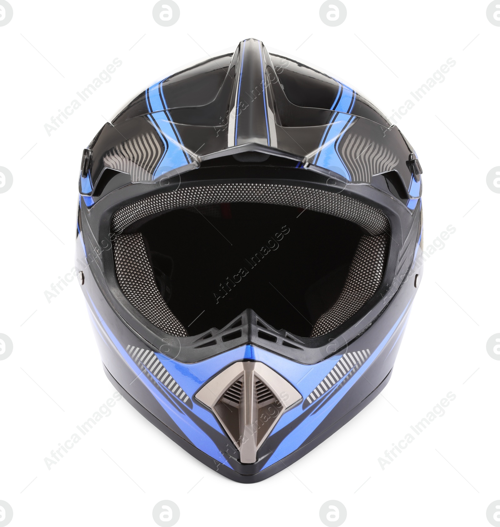 Photo of Modern motorcycle helmet with visor isolated on white