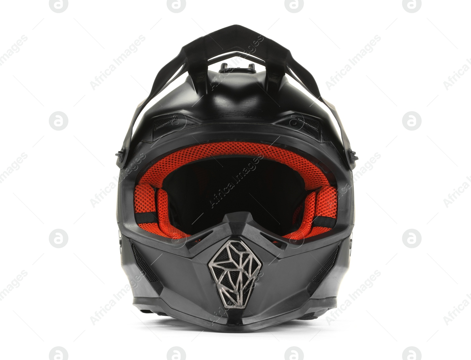 Photo of Modern motorcycle helmet with visor isolated on white