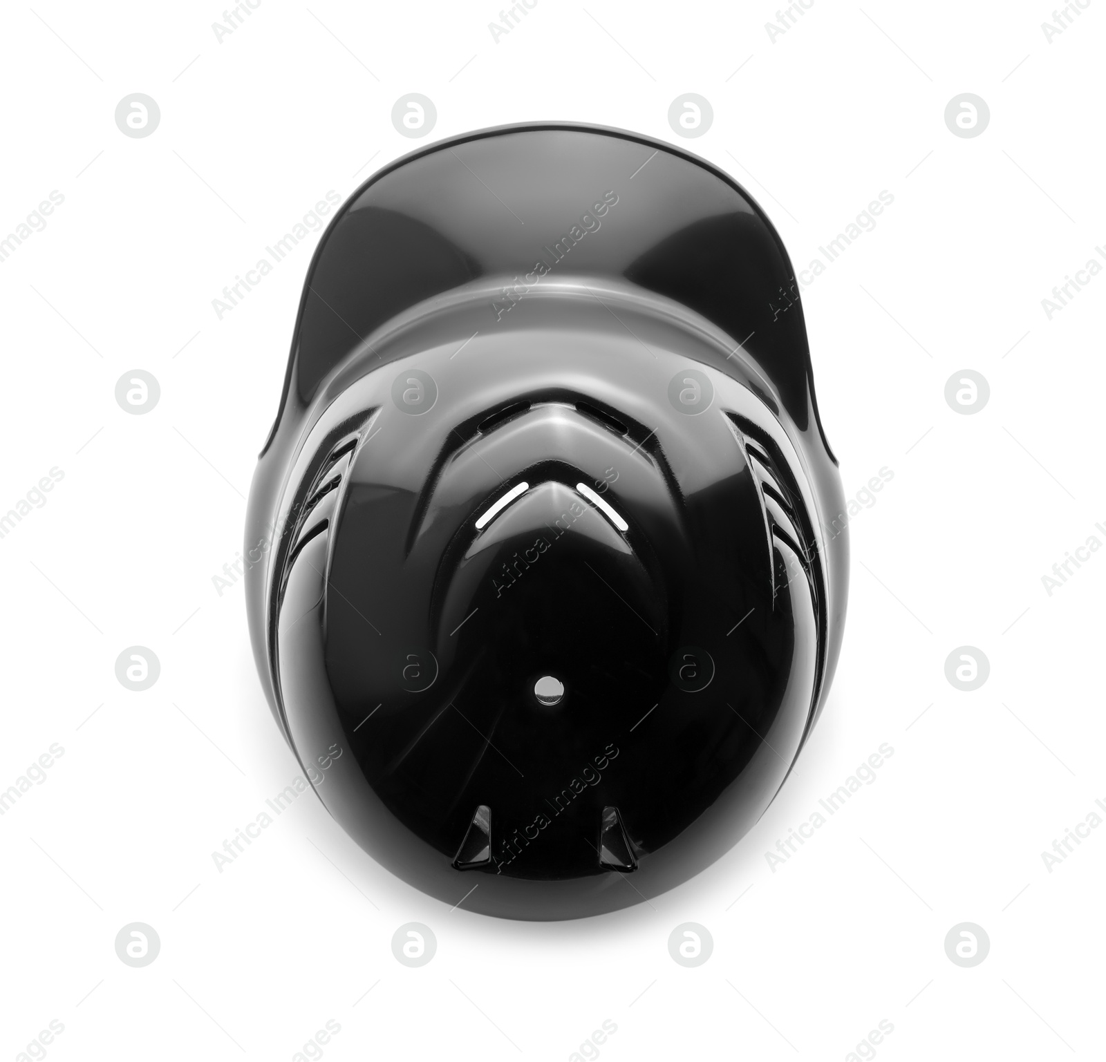 Photo of One black baseball helmet isolated on white