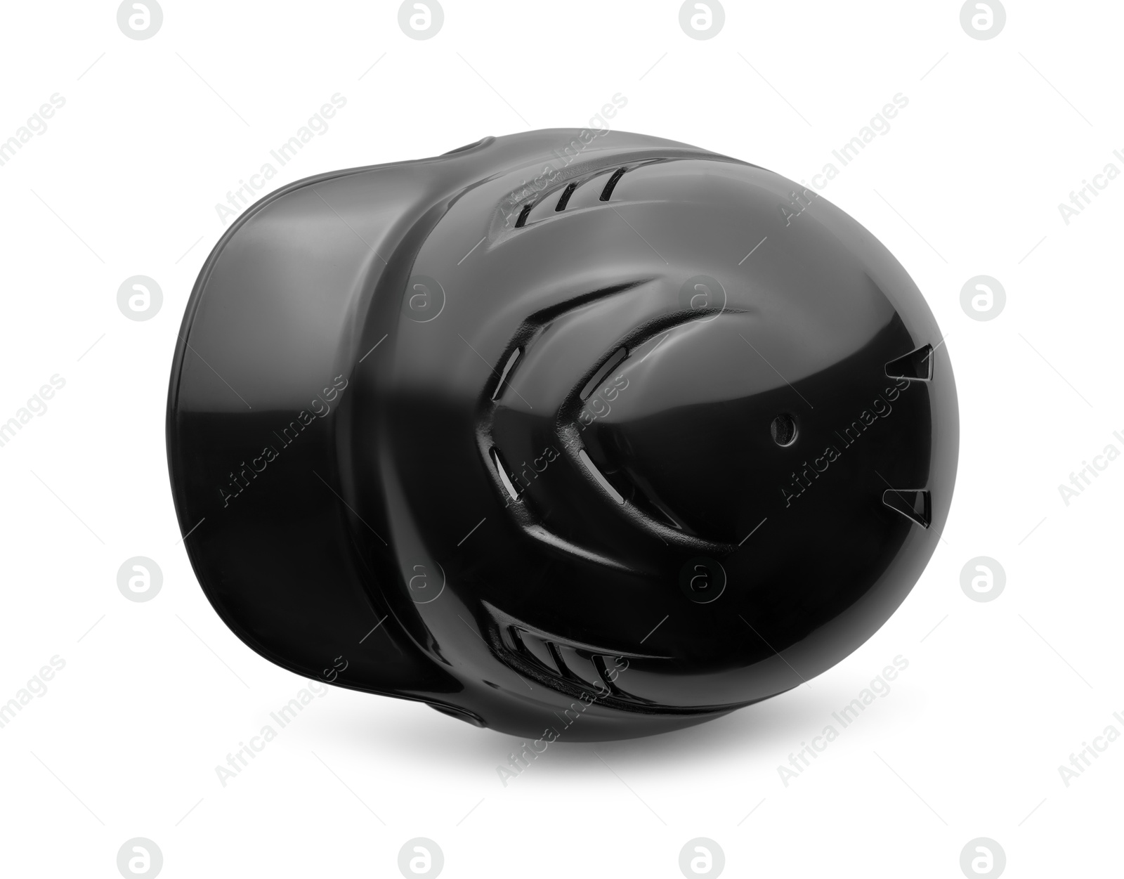 Photo of One black baseball helmet isolated on white