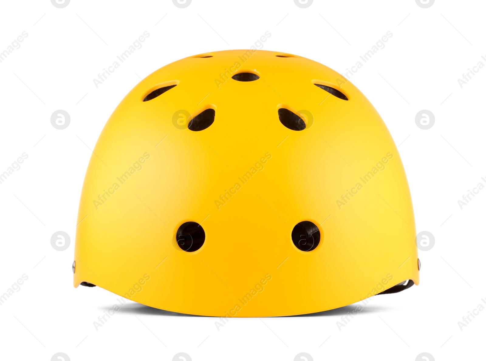 Photo of One yellow protective helmet isolated on white