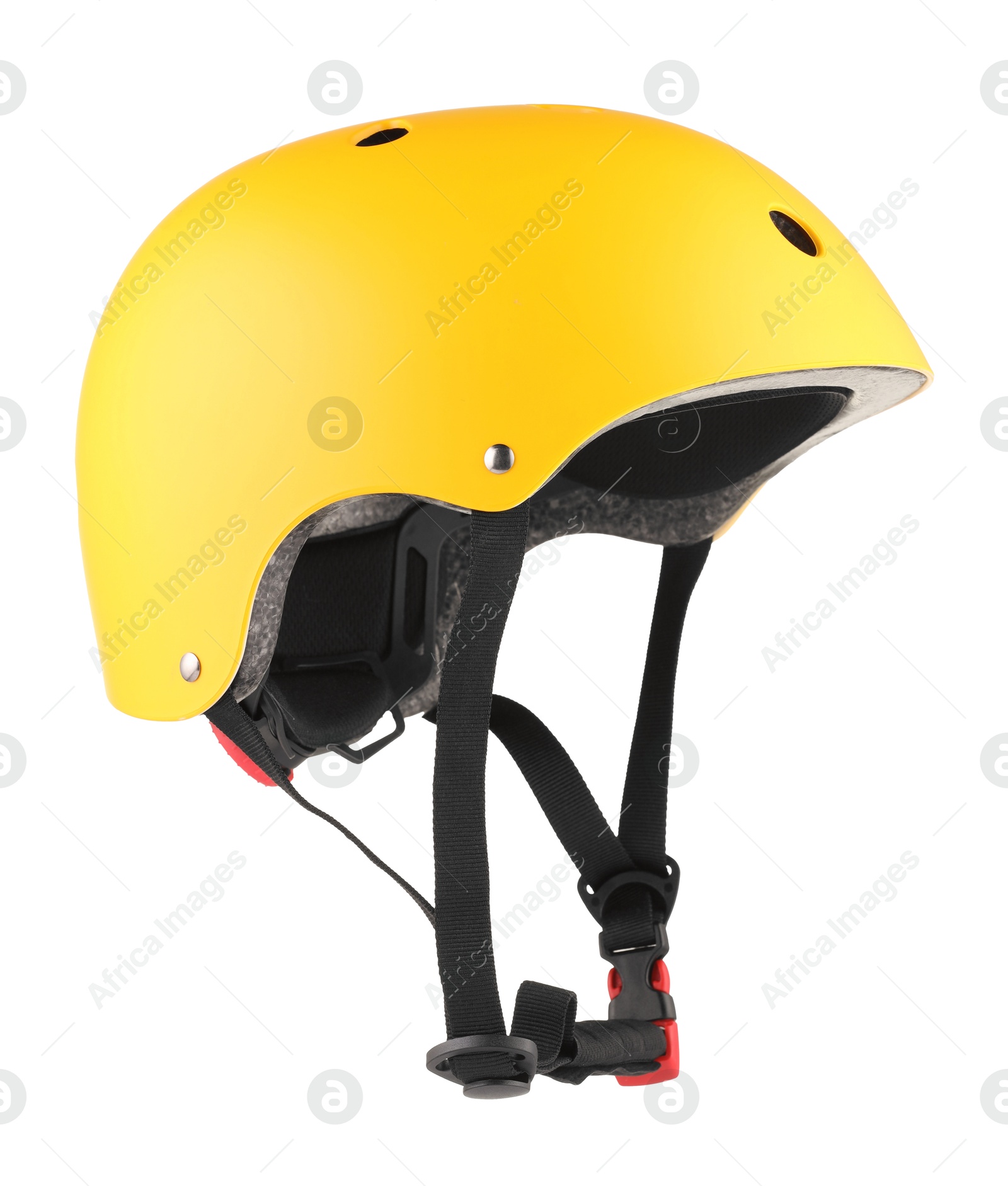 Photo of One yellow protective helmet isolated on white