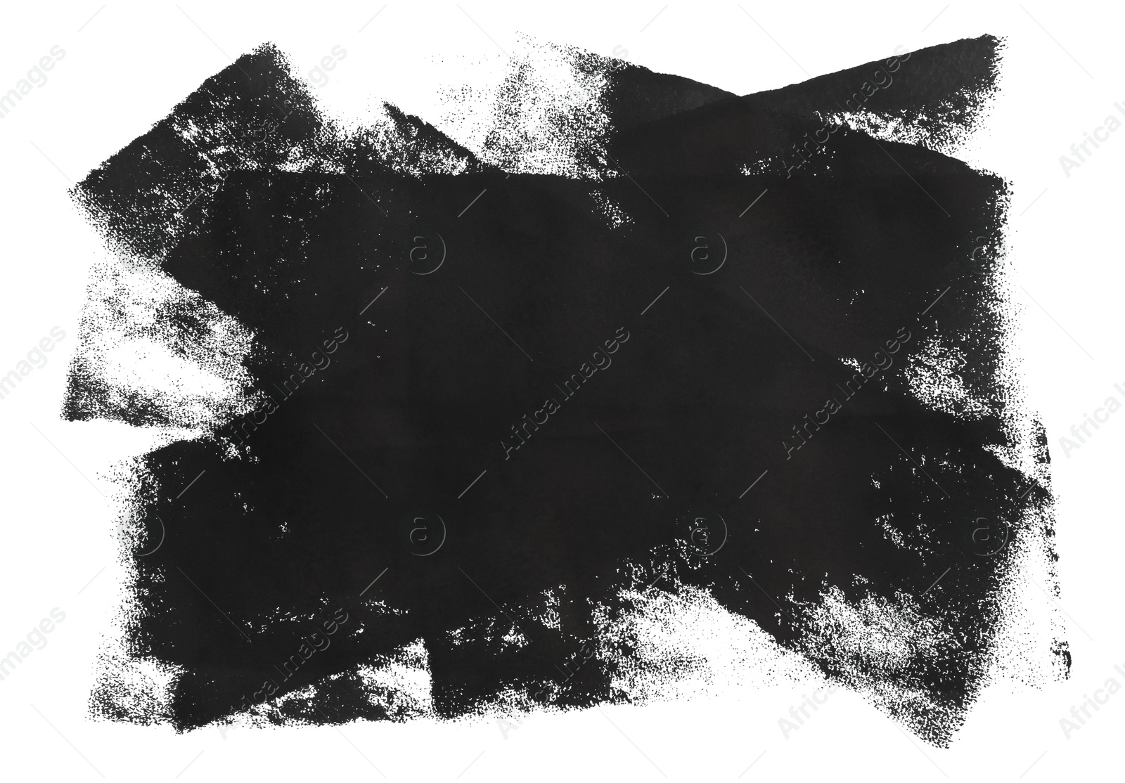 Photo of Abstract black ink painting isolated on white, top view