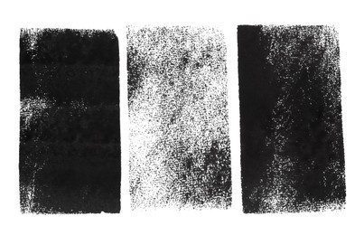 Photo of Dark gray ink painting isolated on white, top view