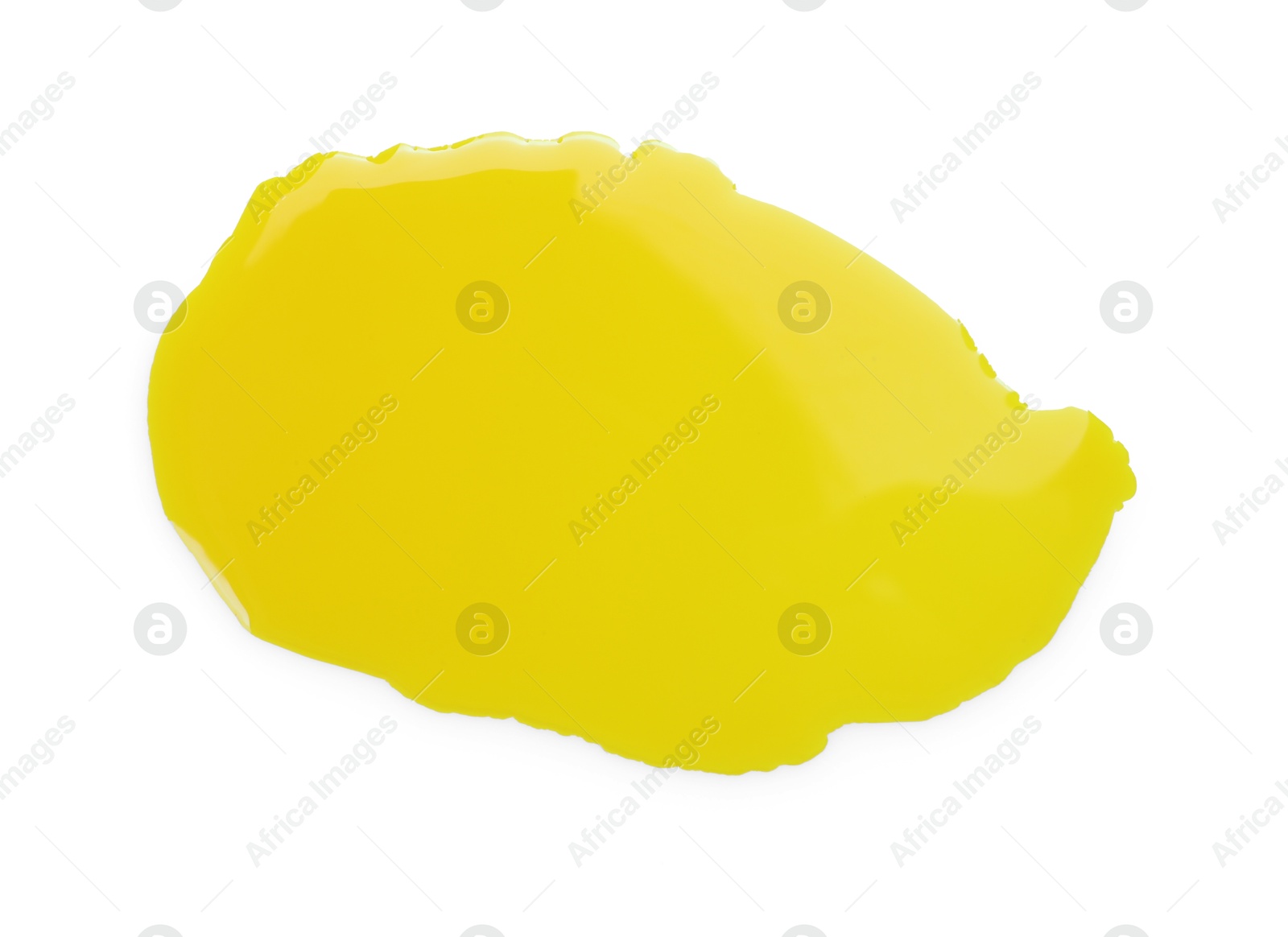 Photo of Blot of yellow printer ink isolated on white