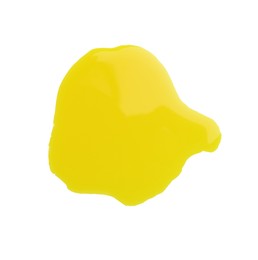 Photo of Blot of yellow printer ink isolated on white