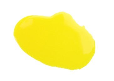 Photo of Blot of yellow printer ink isolated on white