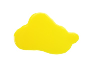 Photo of Blot of yellow printer ink isolated on white