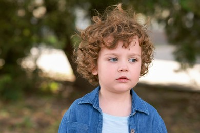 Portrait of little boy outdoors. Cute child