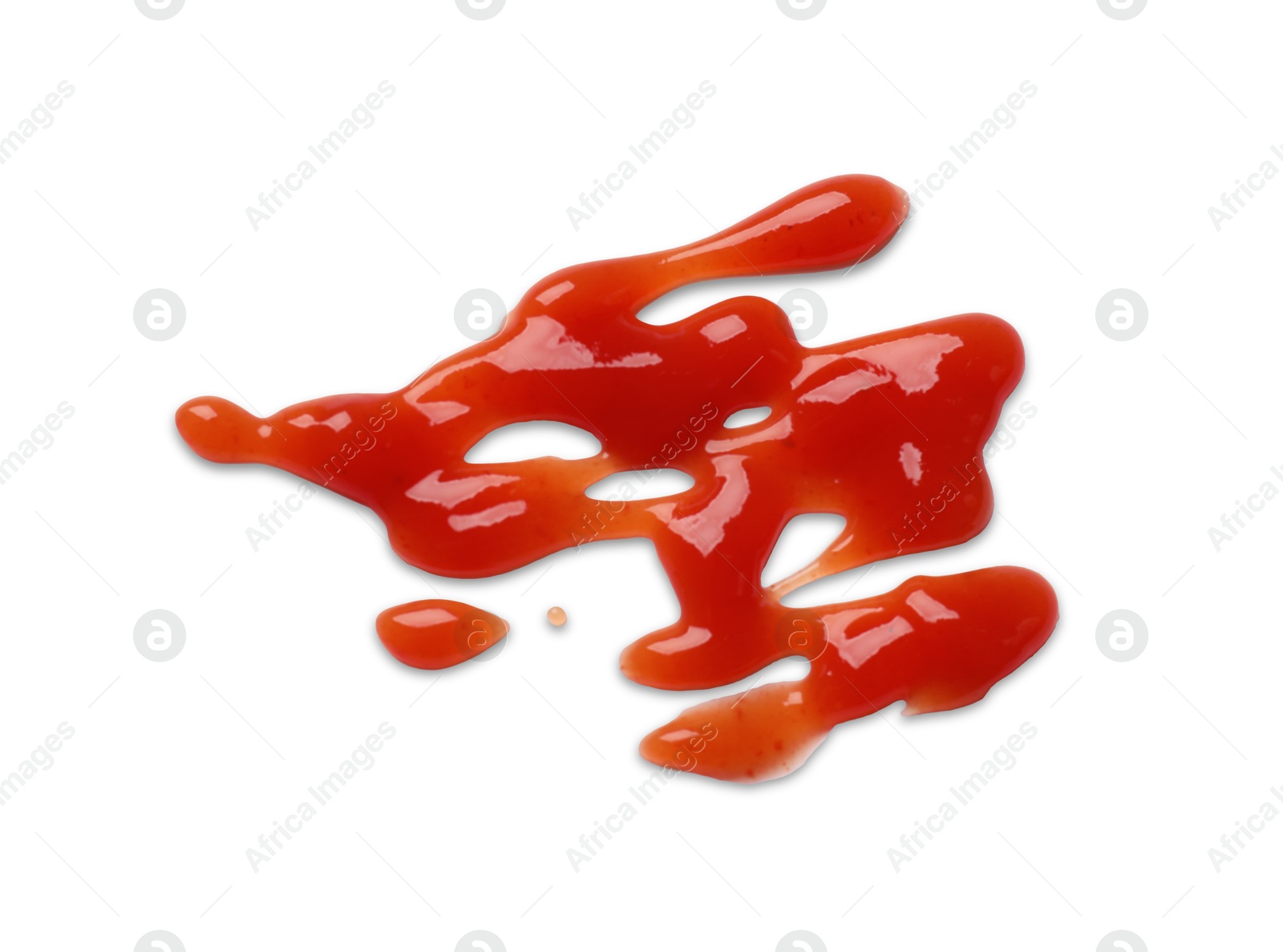 Photo of Tasty ketchup isolated on white. Tomato sauce