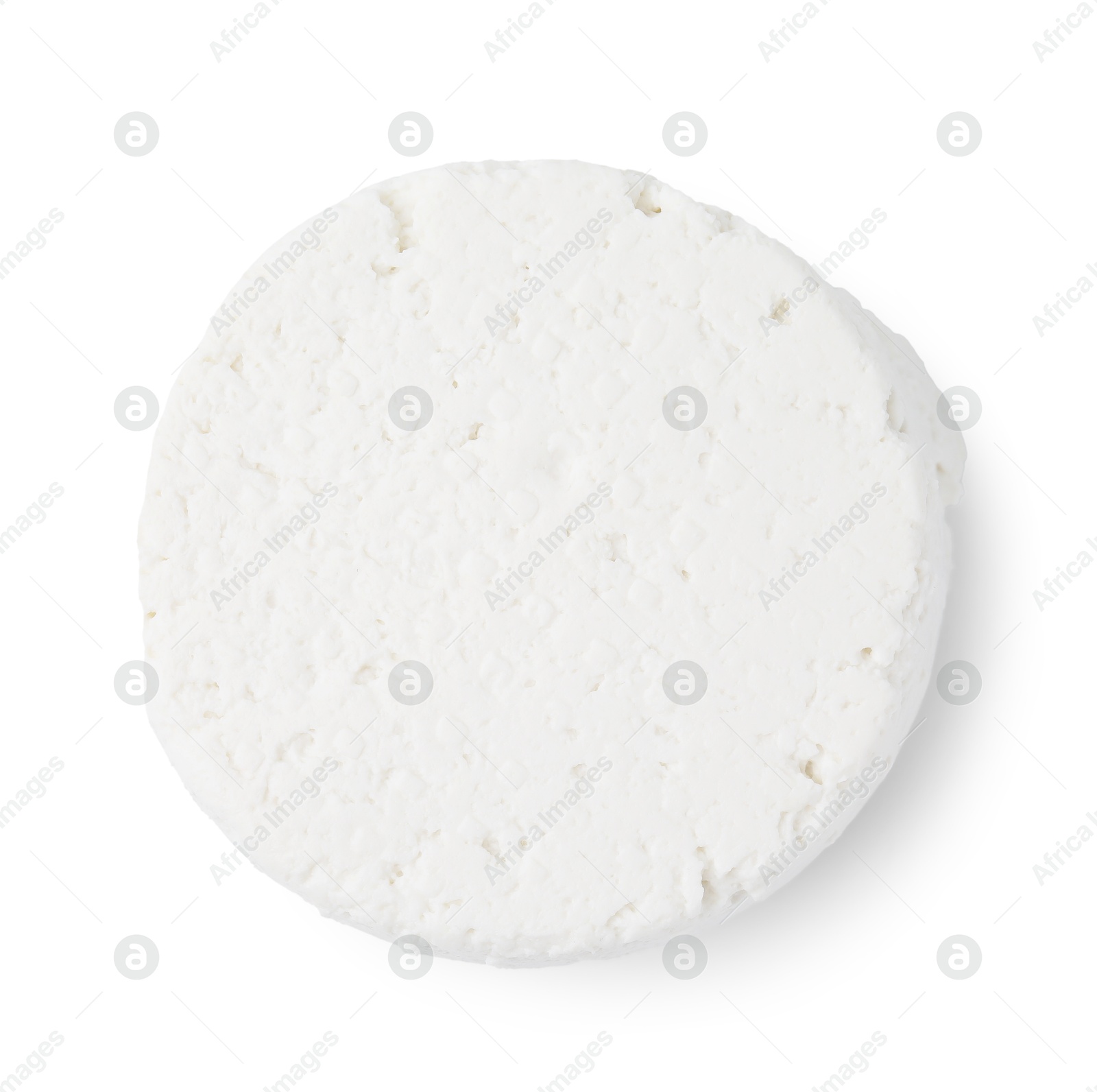 Photo of Fresh ricotta (cream cheese) isolated on white, top view