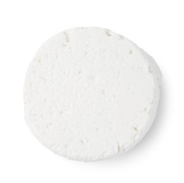 Fresh ricotta (cream cheese) isolated on white, top view