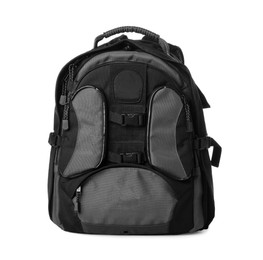 Backpack for camera isolated on white. Professional accessory