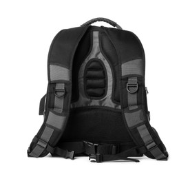 Backpack for camera isolated on white. Professional accessory