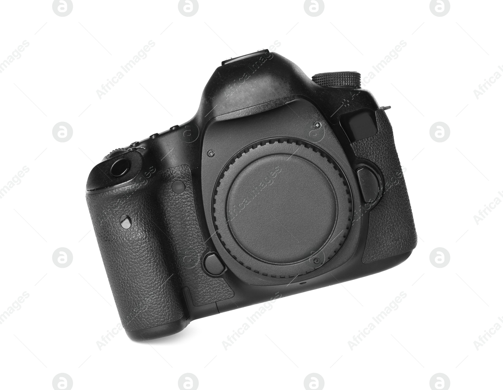 Photo of Modern digital camera isolated on white. Photography equipment