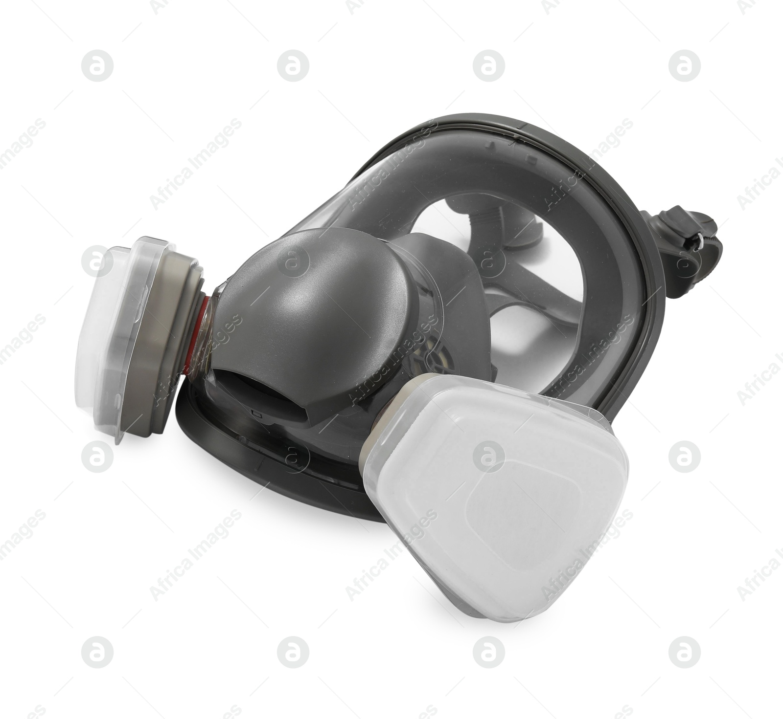 Photo of One full face respirator on white background